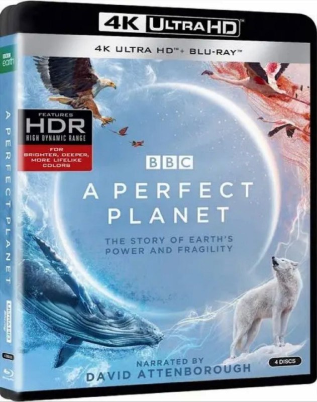名称：完美星球 4K(2160P)             REMUX (蓝光 原盘)描述：A Perfect Planet影片年代：2021影片产地：英国 BBC对白语音：英语影片字幕：中字外挂字幕电影简介：该片共分为五集，展示了自然力量如何推动、塑造和维持地球生物的多样性，前四集分别探索了火山、 阳光、天气和海洋的力量，最后一集则着眼于新兴的自然力量：人类，揭示了人类对地球造成的巨大影响以及如何恢复地球完美的生态平衡