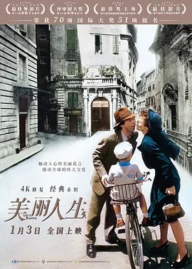 名称：美丽人生 La vita è bella (1997)描述：犹太青年圭多（罗伯托·贝尼尼）邂逅美丽的女教师多拉（尼可莱塔·布拉斯基），他彬彬有礼的向多拉鞠躬：“早安！公主！”